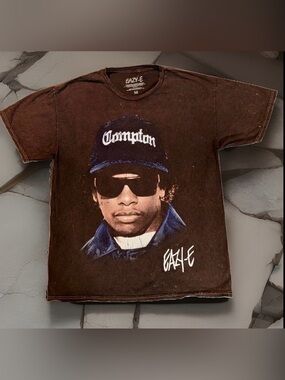 Eazy-E Mens Ruthless Records Graphic T-Shirt M Brown Compton Rap Hip Hop Tee